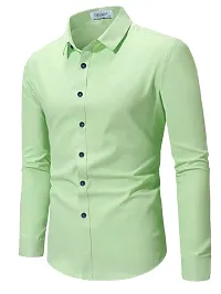 Stylish Solid Slim Fit Cotton Long Sleeves Casual Shirt for Men-thumb2