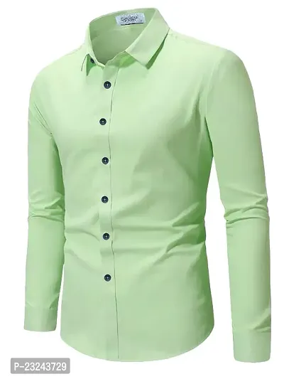 Stylish Solid Slim Fit Cotton Long Sleeves Casual Shirt for Men-thumb3