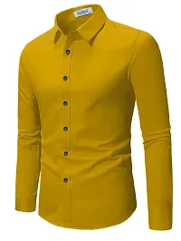 Stylish Solid Slim Fit Cotton Long Sleeves Casual Shirt for Men-thumb3