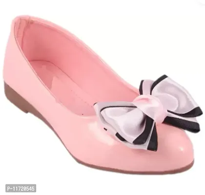 Synthetic Leather Pink Solid Ballerinas For Girls-thumb0