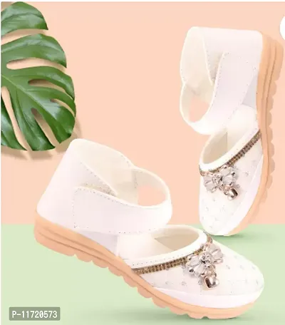 Synthetic Leather White Shoe Style Sandal For Girls-thumb0