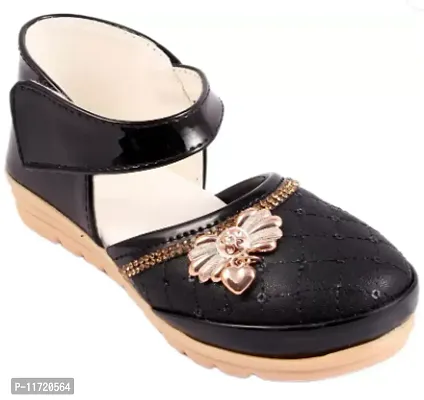 Synthetic Leather Black Shoe Style Sandal For Girls-thumb0
