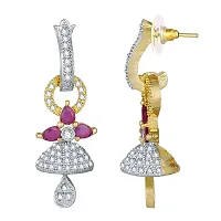 The Luxor American Diamond Fashion Stylish Fancy Pearl Earrings for Women  Girls-thumb3