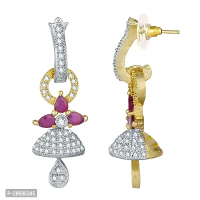 The Luxor American Diamond Fashion Stylish Fancy Pearl Earrings for Women  Girls-thumb4