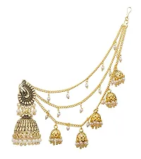 The Luxor Fashion Jewellery Traditional Gold Plated Pearl Long Chain Jhumkha Jhumkhi Earrings for Women and Girls-thumb1