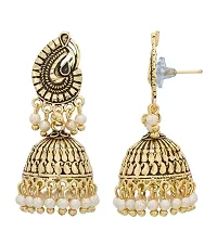 The Luxor Fashion Jewellery Traditional Gold Plated Pearl Long Chain Jhumkha Jhumkhi Earrings for Women and Girls-thumb2