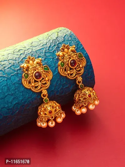 Golden Alloy  Jhumkas Earrings For Women