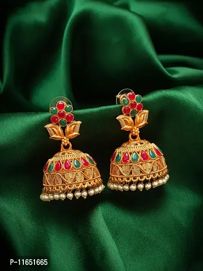 Golden Alloy  Jhumkas Earrings For Women