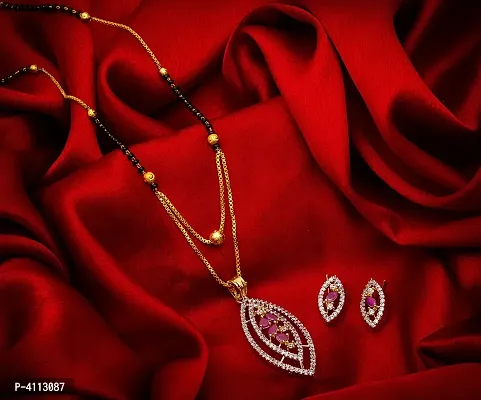 Women's American Diamond Multicoloured Alloy Jewellery Set