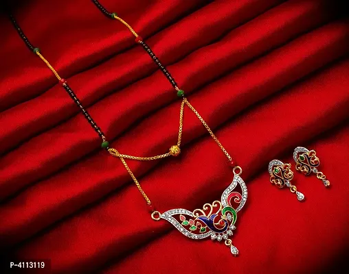 Women's American Diamond Multicoloured Alloy Jewellery Set