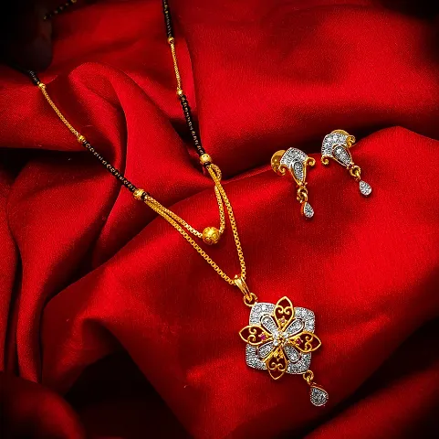 Trendy Designer Alloy American Diamond Jewellery Set