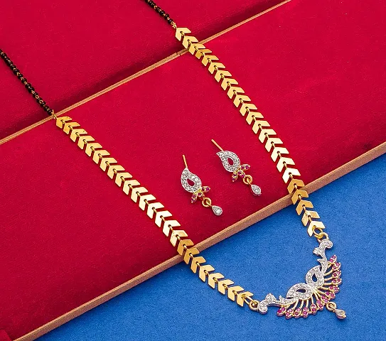 New In!!: Gold Plated American Diamond Jewellery Set