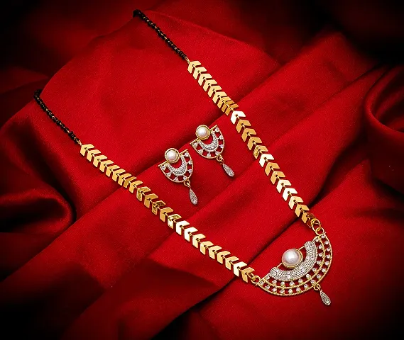 Trendy Designer Alloy American Diamond Mangalsutra Set