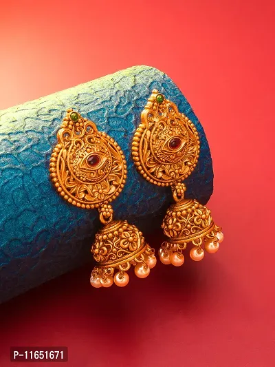 Golden Alloy  Jhumkas Earrings For Women