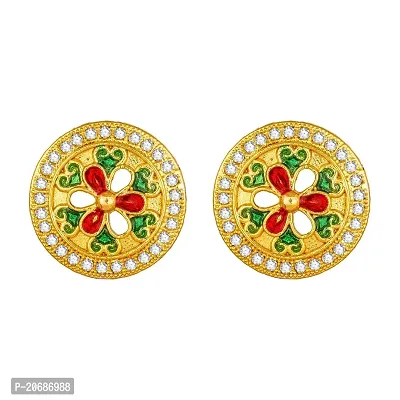 The Luxor Fashion Jewellery Classy Gold Plated and American Diamond Stud Earrings For Women  Girls (Gold)