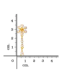 Stylist Rose Gold Plated American Diamond Floral Small Tassel Earrings for Girls Women-thumb2