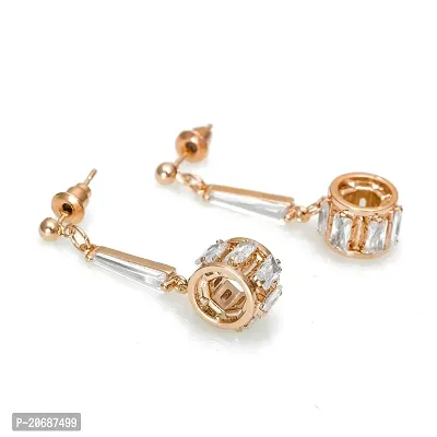 The Luxor Non-precious Metal  Gold-plated and American Diamond Earrings for Women  Girls, Gold