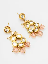 Trendy Multicoloured Kundan Stone And Beads Studded Drop Earrings For Women And Girls-thumb1