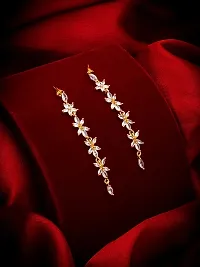 Stylist Rose Gold Plated American Diamond Long Tassel Earrings for Girls Women-thumb3
