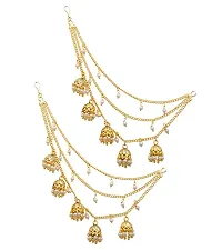 The Luxor Fashion Jewellery Traditional Gold Plated Pearl Long Chain Jhumkha Jhumkhi Earrings for Women and Girls-thumb3
