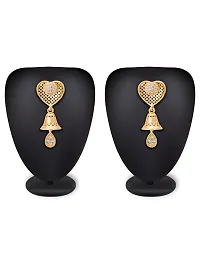 Stylist Gold Plated American Diamond Heart Shape Jhumki Earrings for Girls Women-thumb1