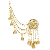 The Luxor Fashion Jewellery Traditional Gold Plated American Diamond Bahubali Long Chain with Jhumka Earrings for Women and Girls-thumb1