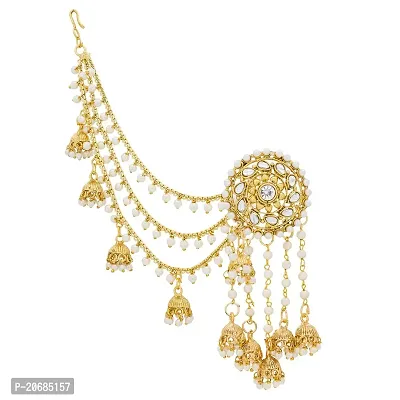 The Luxor Fashion Jewellery Traditional Gold Plated American Diamond Bahubali Long Chain with Jhumka Earrings for Women and Girls-thumb2