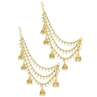 The Luxor Fashion Jewellery Traditional Gold Plated American Diamond Bahubali Long Chain with Jhumka Earrings for Women and Girls-thumb3