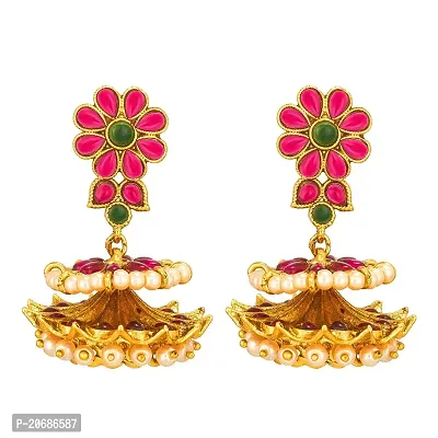 The Luxor Fashion Jewellery Kundan  Pearl Studded Traditional Designer Gold Plated Earrings for Women