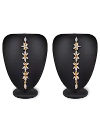Stylist Rose Gold Plated American Diamond Long Tassel Earrings for Girls Women-thumb1