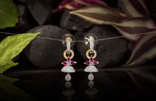 The Luxor American Diamond Fashion Stylish Fancy Pearl Earrings for Women  Girls-thumb1