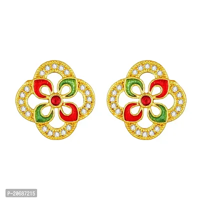 The Luxor Fashion Jewellery Gold Plated and American Diamond Stud Earrings For Women  Girls (Gold)