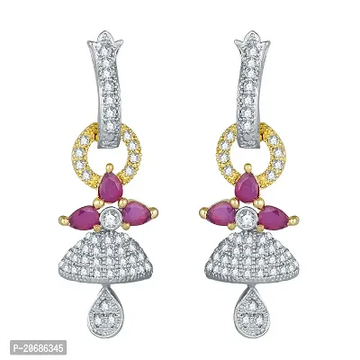 The Luxor American Diamond Fashion Stylish Fancy Pearl Earrings for Women  Girls-thumb0