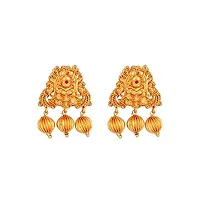 The Luxor Exclusive Traditional Antique Gold Plated Kempu Stone Laxmi Temple Jewellery Set for Women, Long South Indian Necklace and Jhumka Earrings Set for Girls NK3681-thumb2