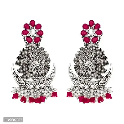 The Luxor Fashion Jewellery Silver Plated and American Diamond Earrings For Women  Girls (Silver)