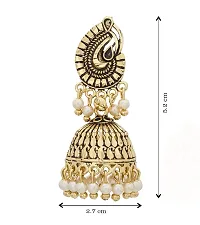 The Luxor Fashion Jewellery Traditional Gold Plated Pearl Long Chain Jhumkha Jhumkhi Earrings for Women and Girls-thumb4