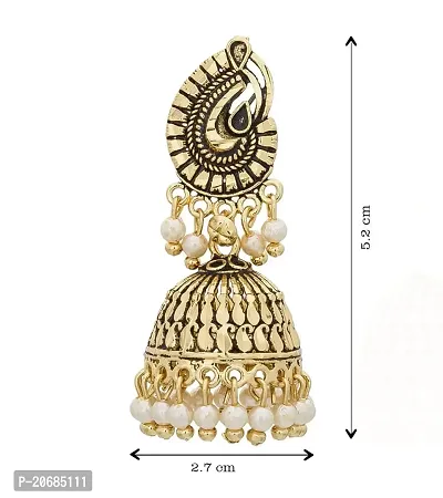 The Luxor Fashion Jewellery Traditional Gold Plated Pearl Long Chain Jhumkha Jhumkhi Earrings for Women and Girls-thumb5