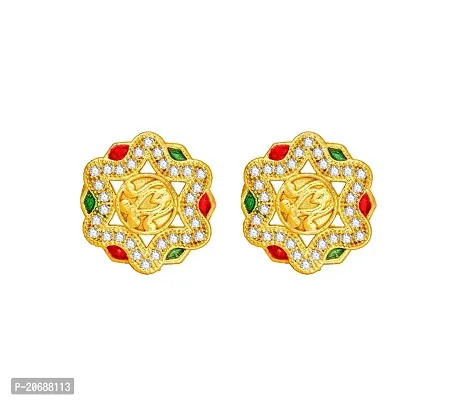 The Luxor Fashion Jewellery Stylish Gold Plated and American Diamond Stud Earrings For Women  Girls (Gold)