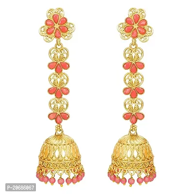 The Luxor Fashion Jewellery American Diamond  Pearl Traditional Designer Gold Plated Stylish Jhumki Earrings for Women and Girls
