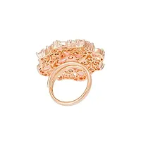 Exclusive Adjustable Floral Square Shape Rose Gold Plated Pink Ring with American Diamond wedding valentine gift for Women Girls-thumb2