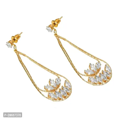 The Luxor Traditional Non-precious Metal  Gold-plated and American Diamond Earrings for Women  Girls, Gold