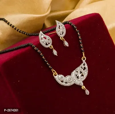 American Diamond Mangalsutra With Earrings-thumb0