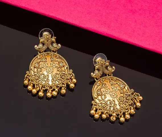 Designer Golden Chandbali Earrings