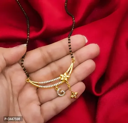 Trendy Gold Plated Alloy Mangalsutra in Alphabets with American Diamond