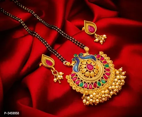 Beautiful Ethnic Matte Finish Temple Mangalsutra Set-thumb0