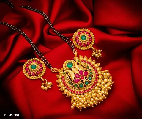 Beautiful Ethnic Matte Finish Temple Mangalsutra Set