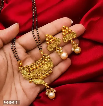 Beautiful Ethnic Gold Plated Antique Mangalsutra Set-thumb0