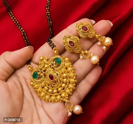 Beautiful Ethnic Gold Plated Antique Mangalsutra Set-thumb0
