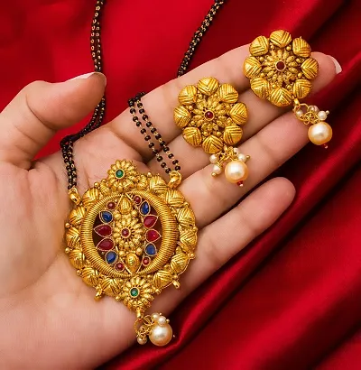 Beautiful Ethnic Gold Plated Antique Mangalsutra Set