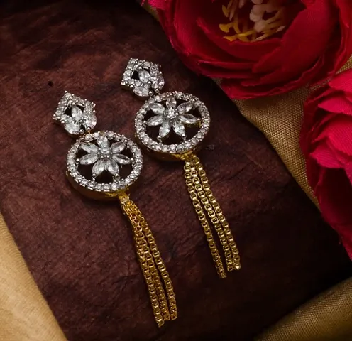 Trendy Designer American Diamond Drop Down Earrings